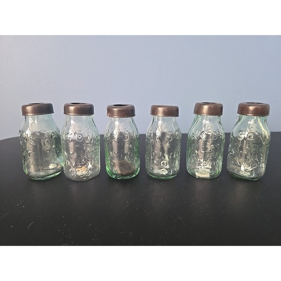 Masons Other - 6 Miniature Mason Jar Glass Light Cover Event Light Bulb Covers Shelf Decor Farm